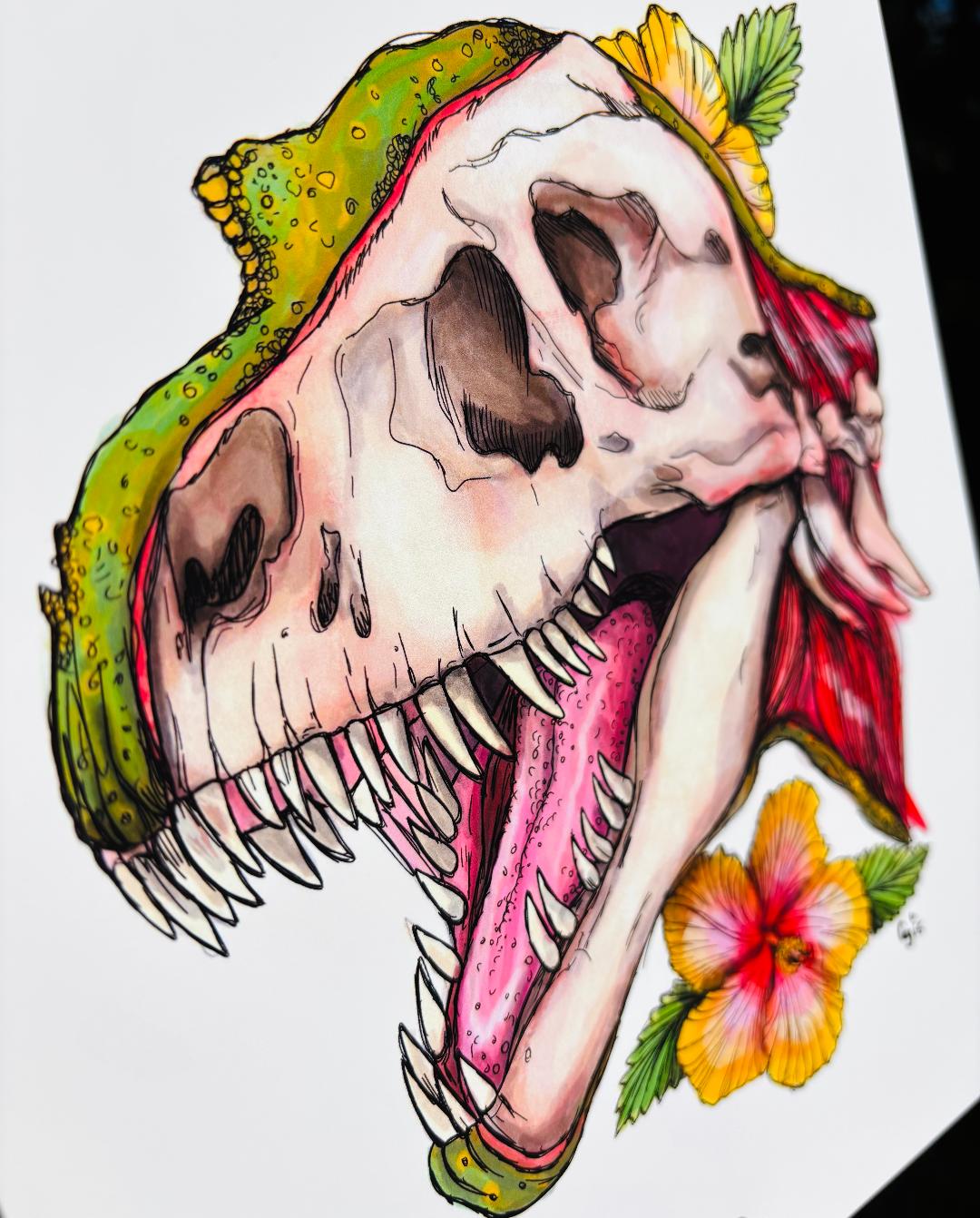 T-Rex Skull Print 11x8.5in