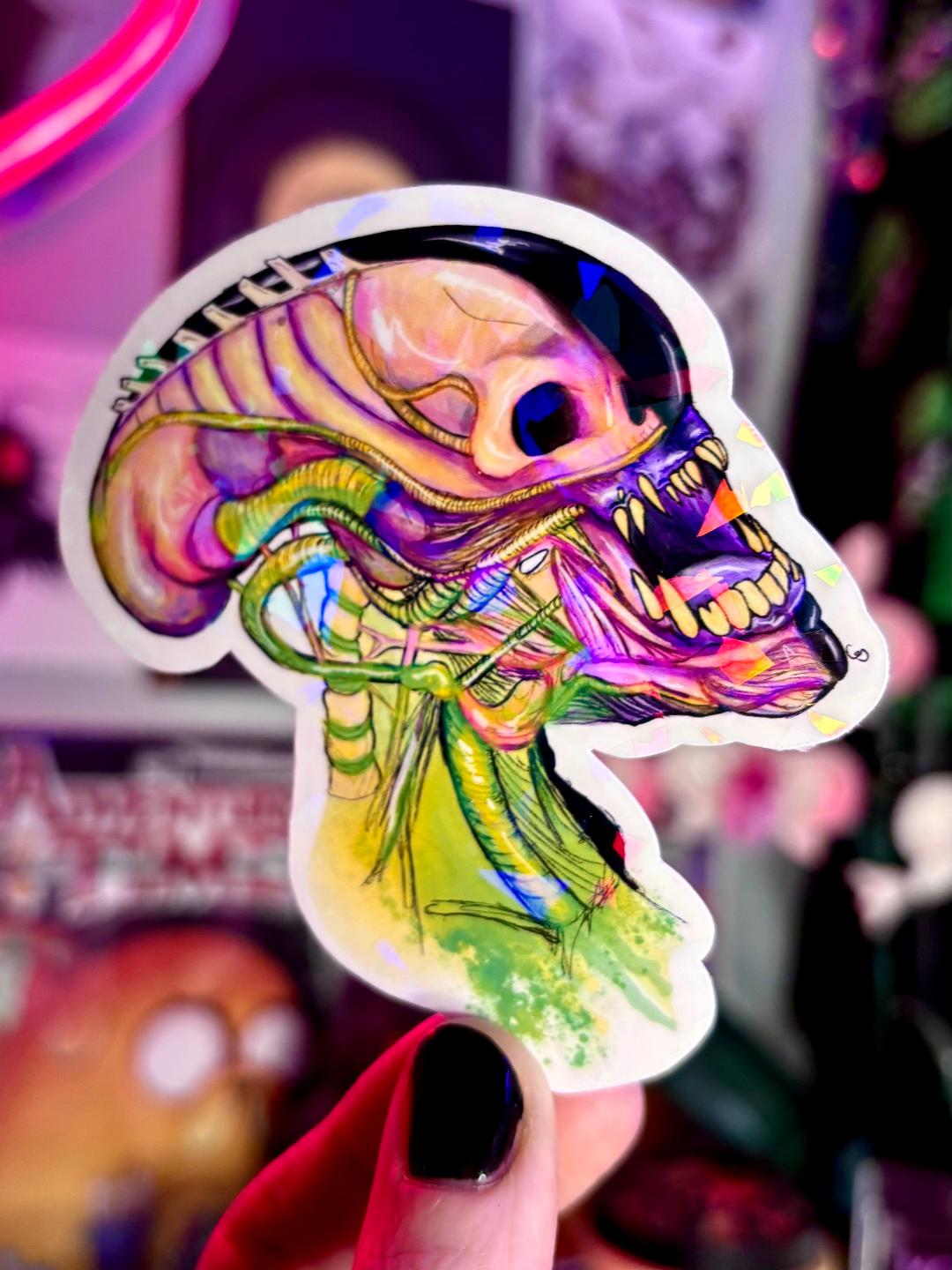 Xeno Skull Holographic Sticker