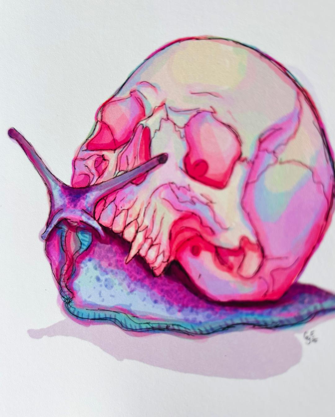 Skull Snail Print 4x6in
