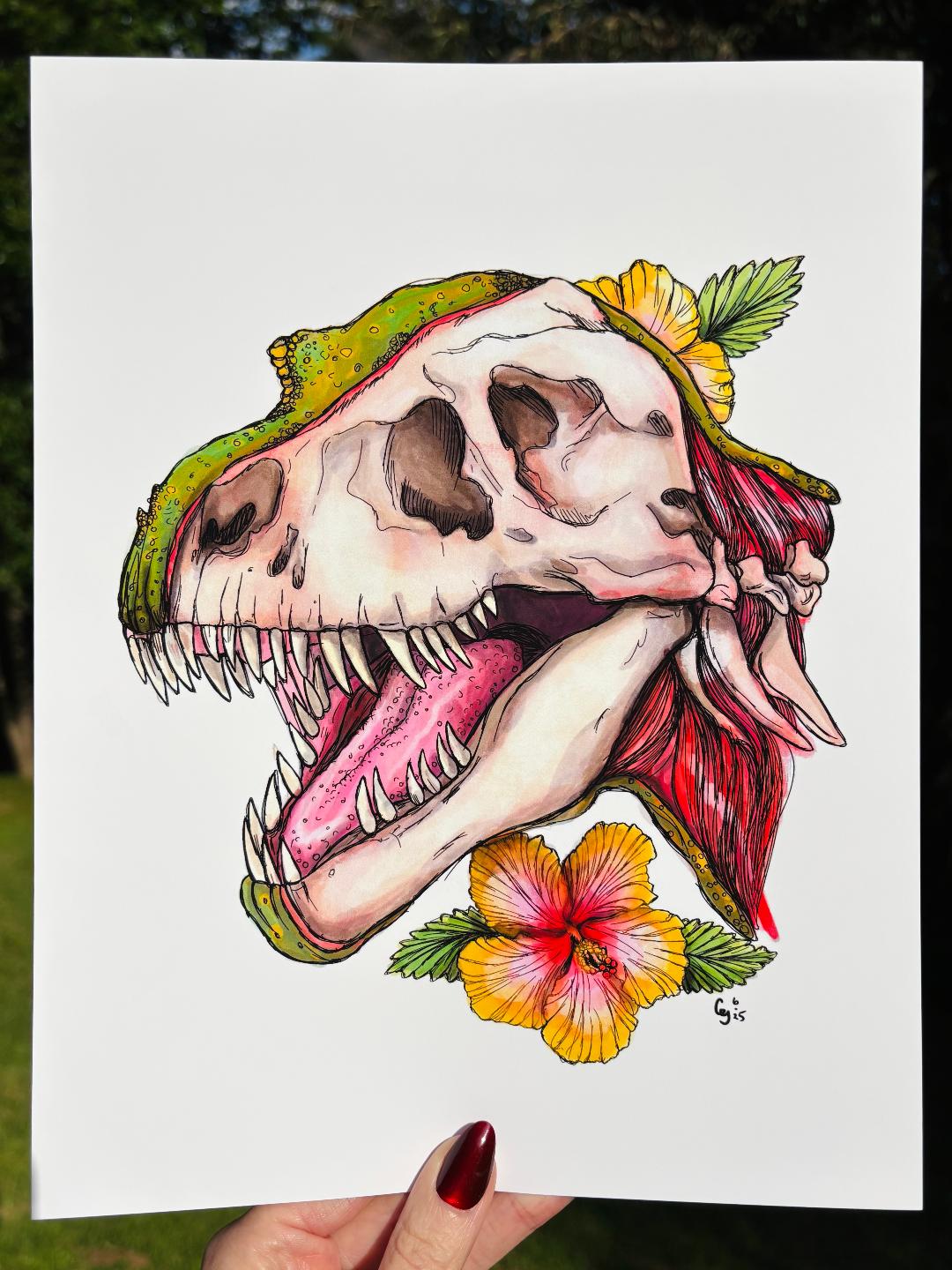 T-Rex Skull Print 11x8.5in