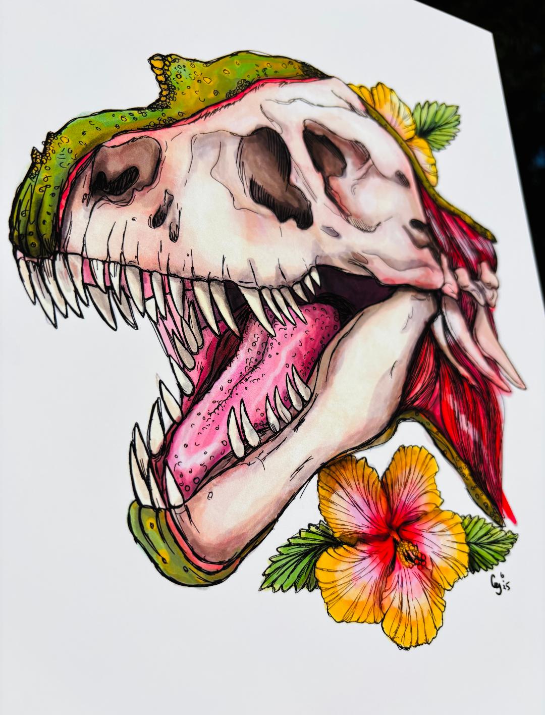 T-Rex Skull Print 11x8.5in