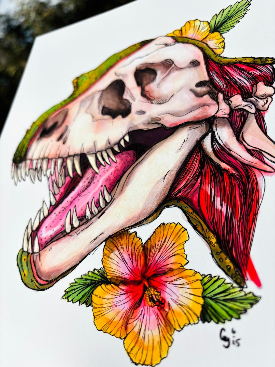 T-Rex Skull Print 11x8.5in