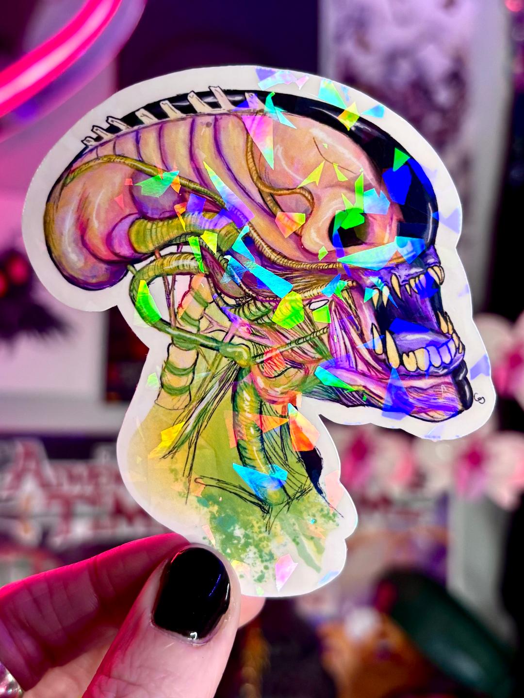 Xeno Skull Holographic Sticker