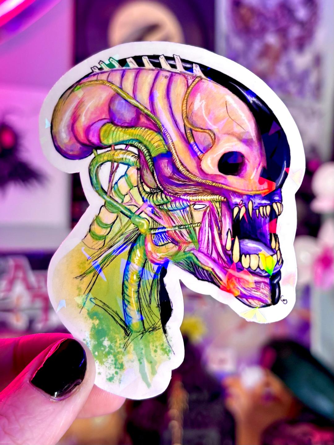 Xeno Skull Holographic Sticker