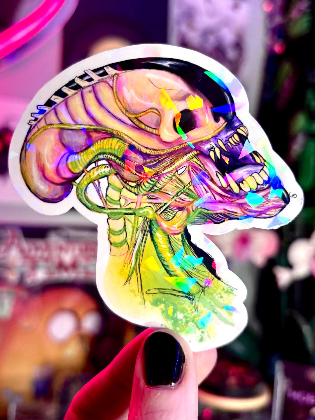 Xeno Skull Holographic Sticker