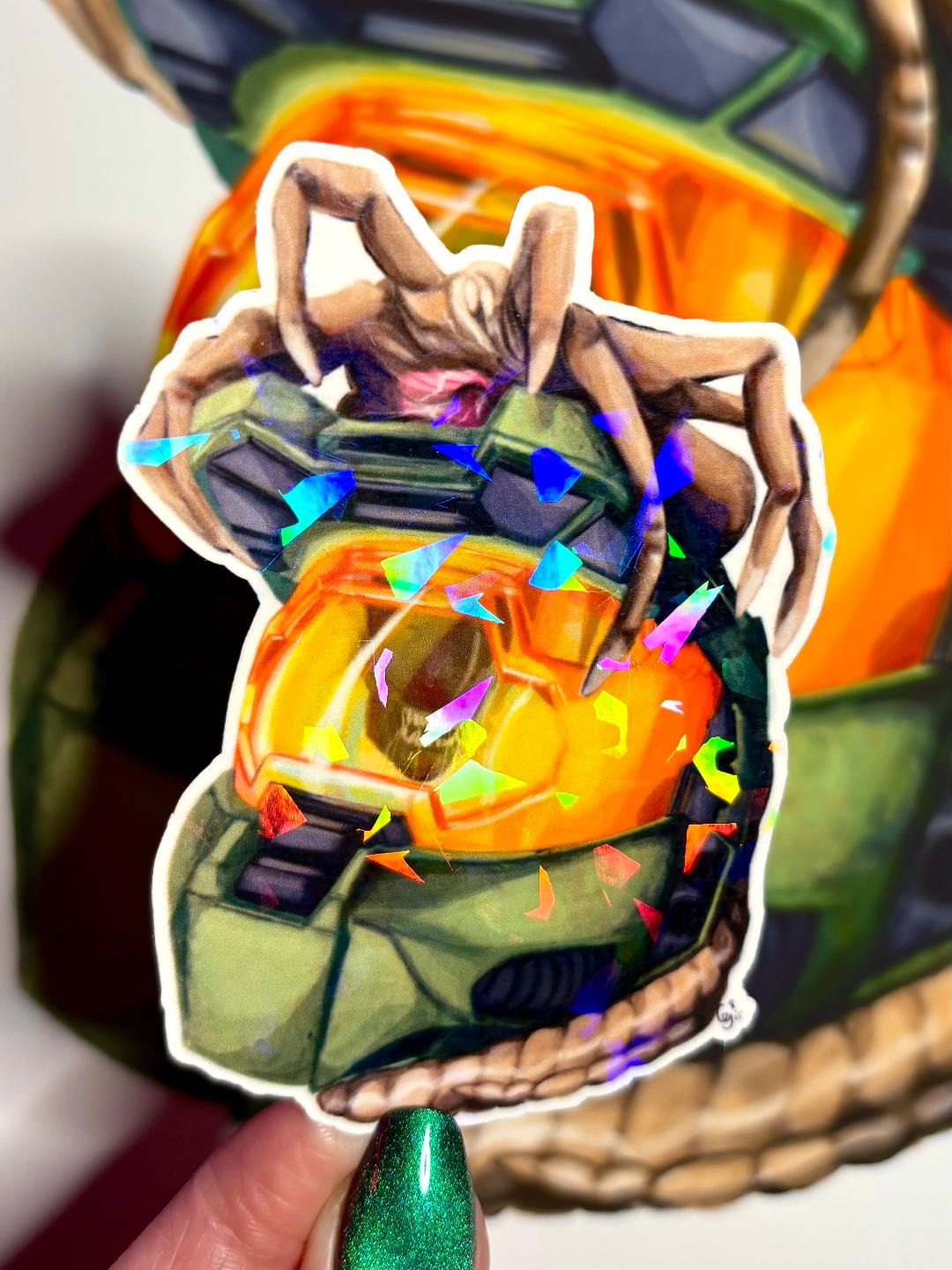 Spartan Vs Xenomorph 3.5in Holographic Sticker