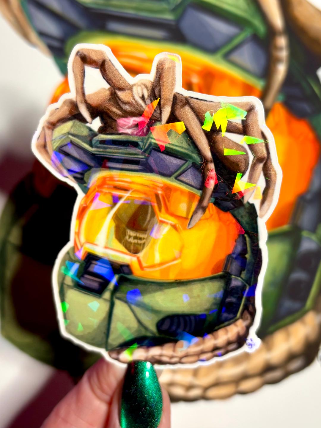 Spartan Vs Xenomorph 3.5in Holographic Sticker
