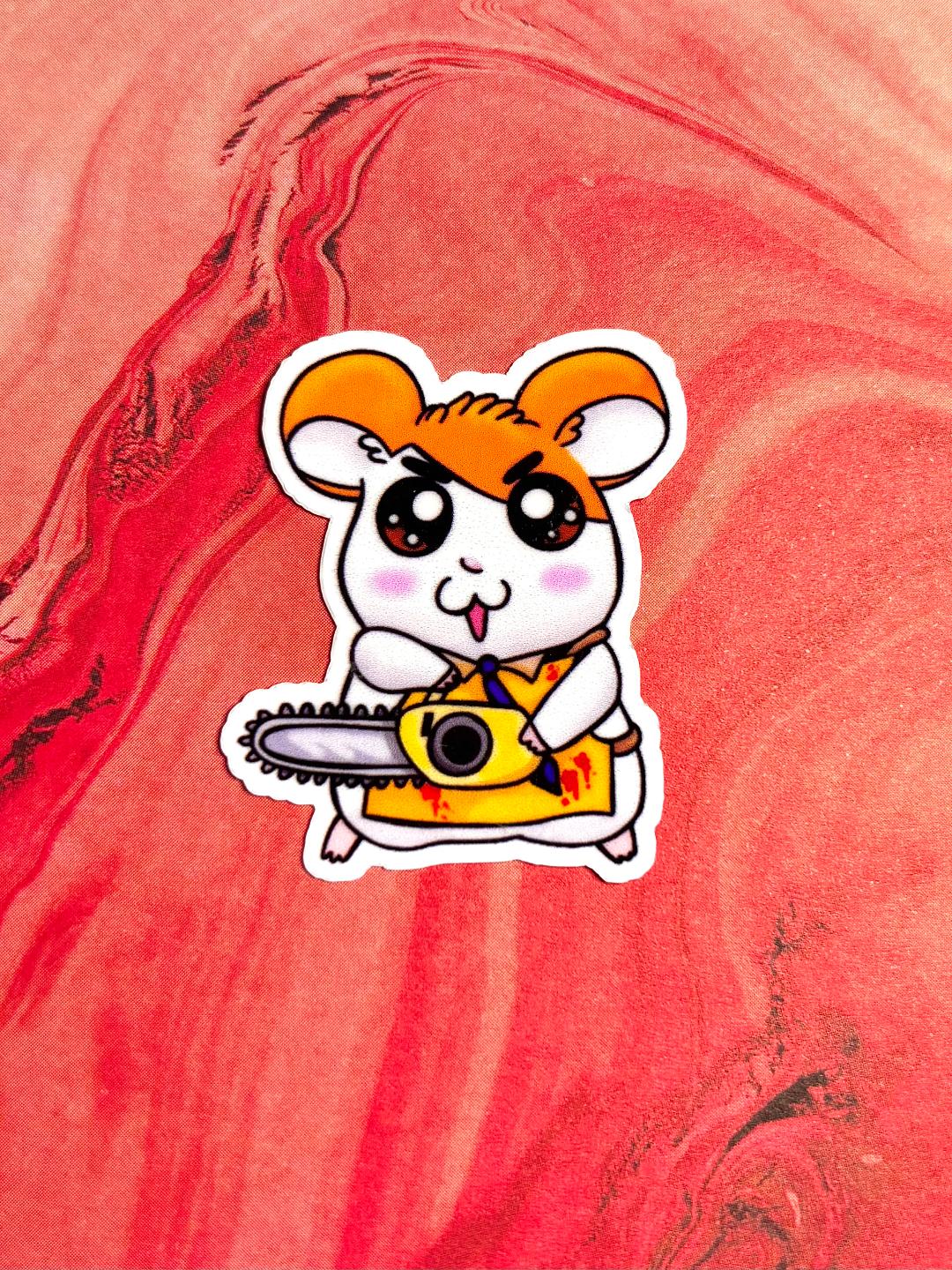 Mini Hamtaro Chainsaw Sticker