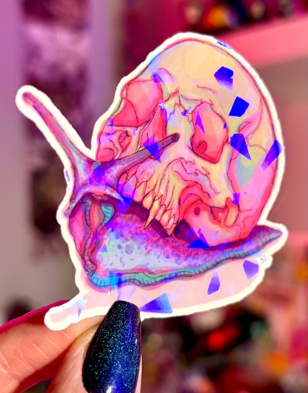 Skull Snail Holographic Sticker