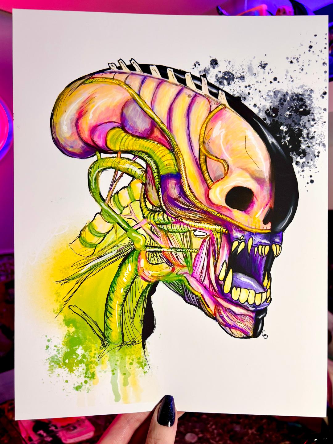 Xenomorph Skull 11x8.5in Print